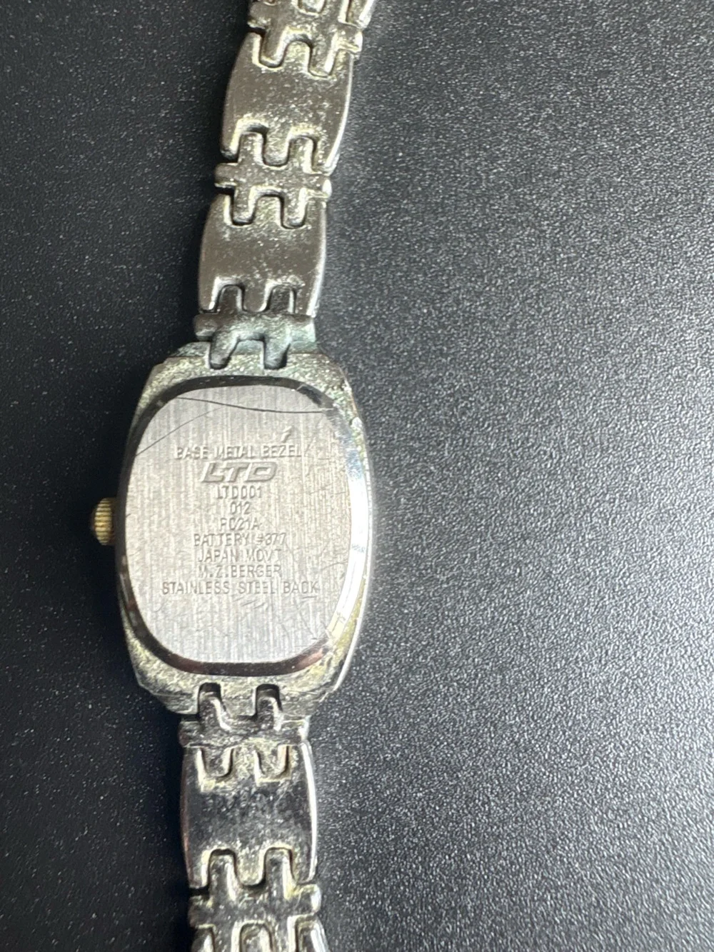 Silver-Tone Women's Bracelet Watch with Blue Dial measurements shown non running